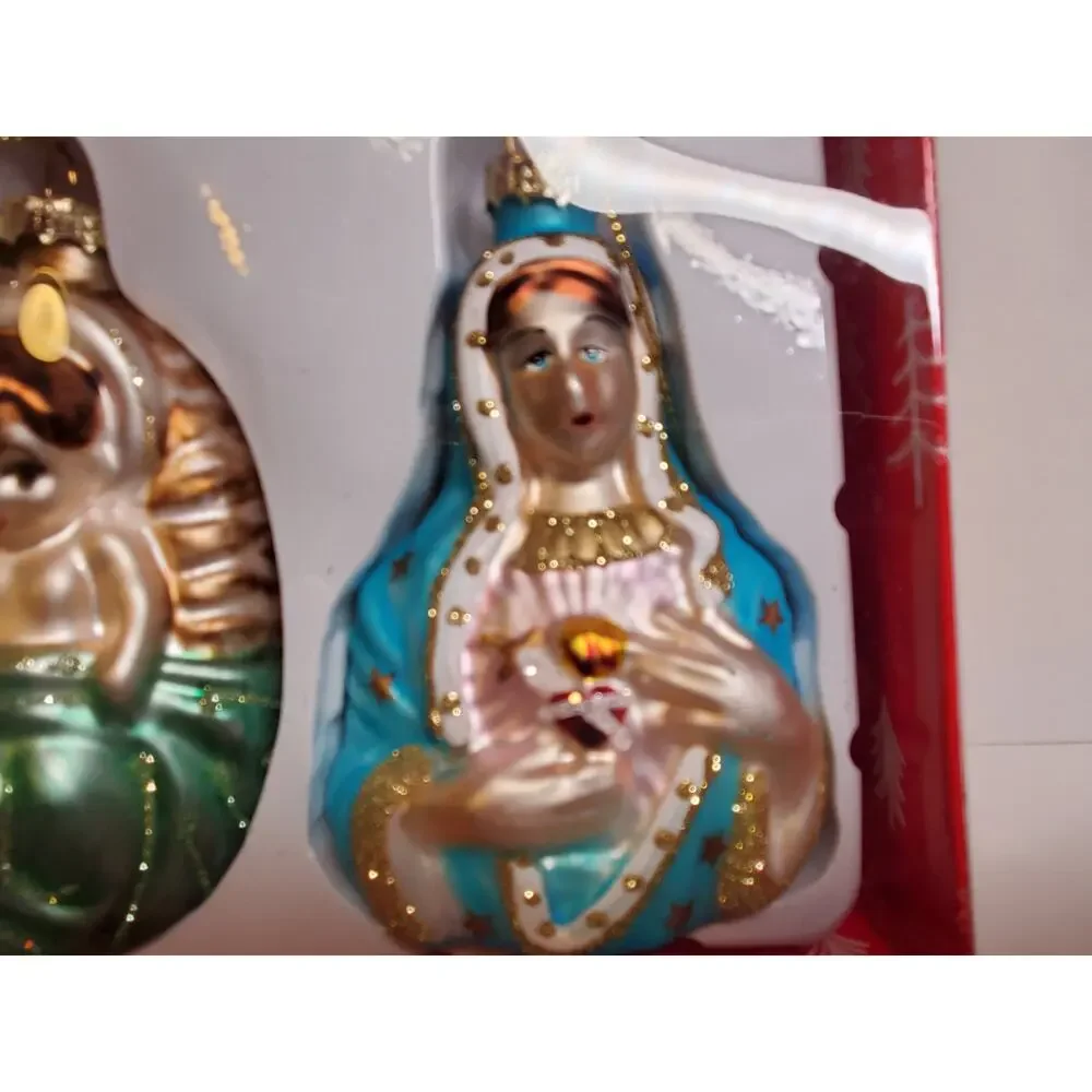 Ornament - Glass Blown Jesus and Mary